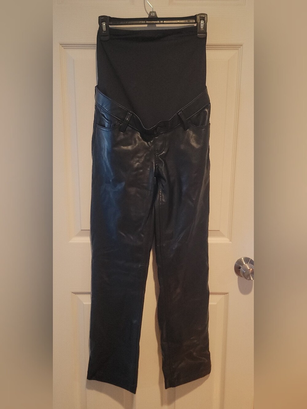 Abercrombie & Fitch Black Faux Leather Maternity Jeans